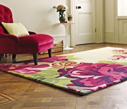 Fotografía: ALFOMBRA DE LANA DE ESTAMPADO FLORAL ANTIESTATICA ADECUADA A SUELO RADIANTE